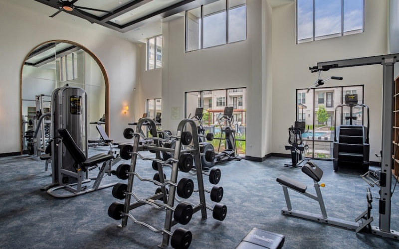 fitness center with workout equipment